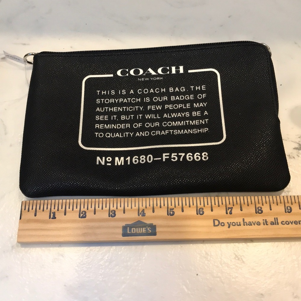 COACH black leather clutch pouch makeup bag NWT